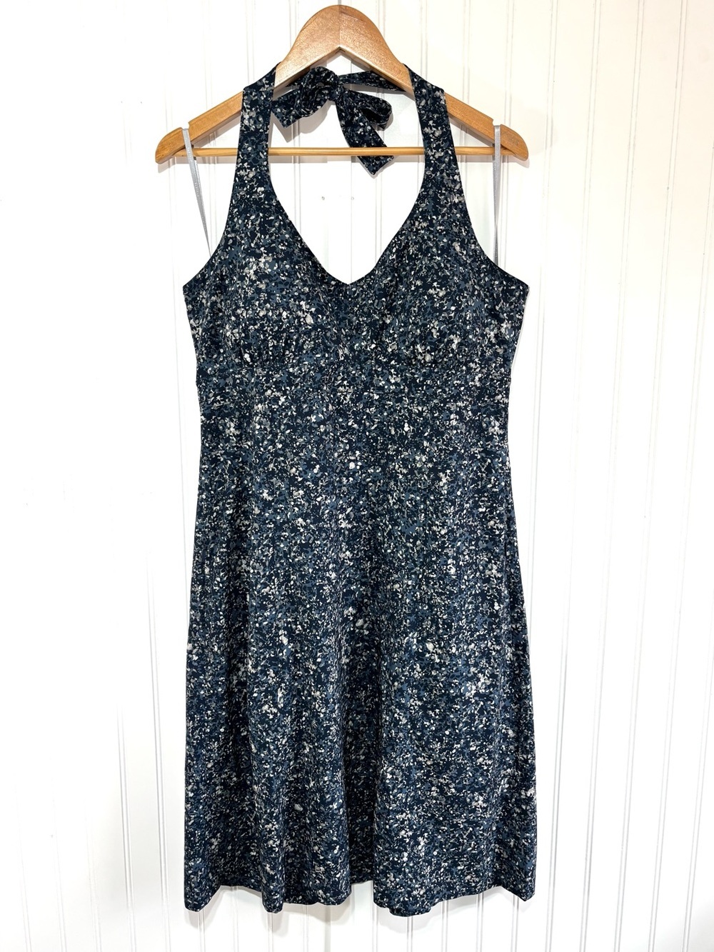 Athleta Everywhere Halter Dress Blue Multicolored Print Size 14 Active